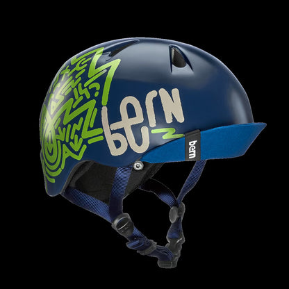 Bern Nino Satin Navy Blue Zig-Zag w/ Flip Visor